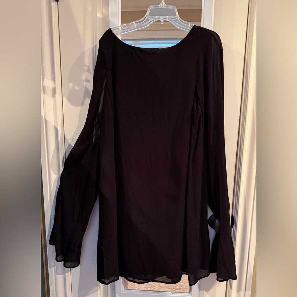 Emma & Michele Black Cape Overlay Dress 18W – Chic & Sophisticated! ✨